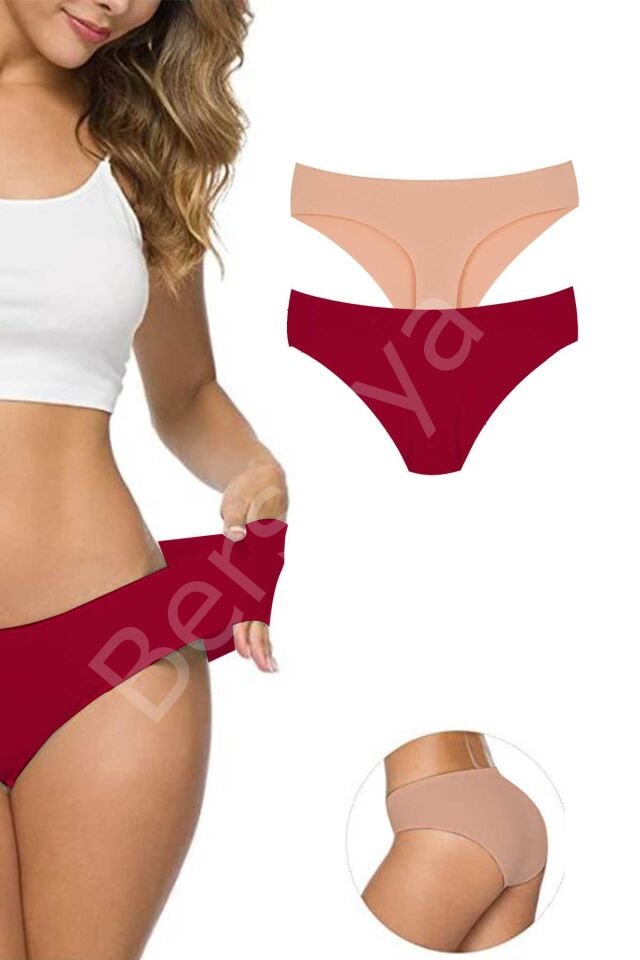 2 Adet Kadın Dikişsiz Lazer Kesim Esnek İz Yapmayan Külot S6