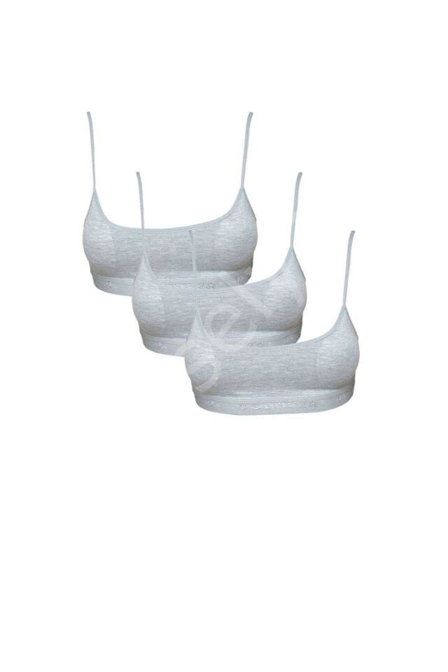 Pedli İp Askılı Gri Büstiyer 3 adet