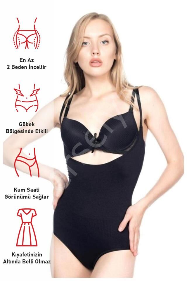 Siyah Emay 2811 Göğsü Açık Slip Boy Lazer Korse