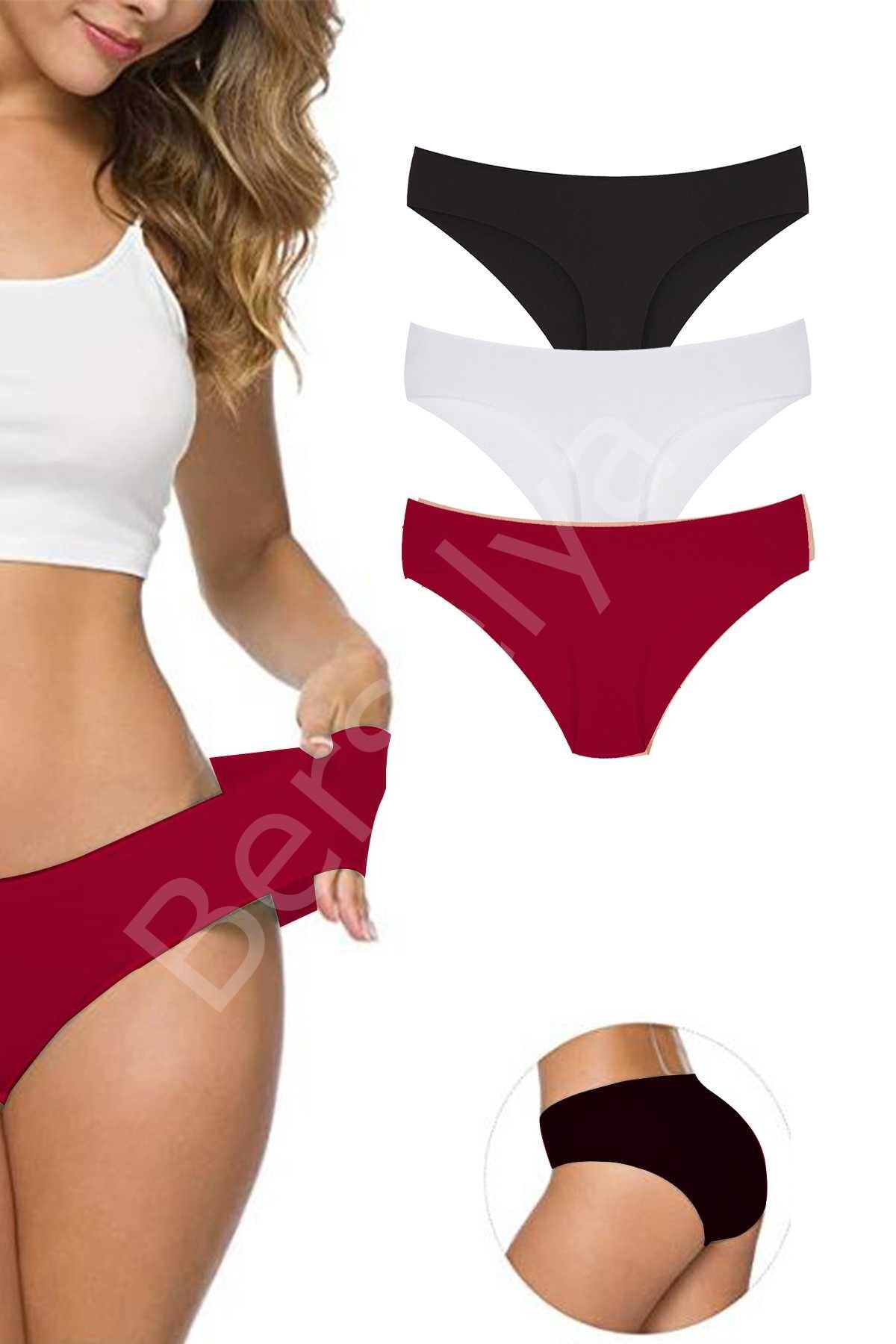 3 Adet Kadın Dikişsiz Lazer Kesim Esnek İz Yapmayan Külot S5