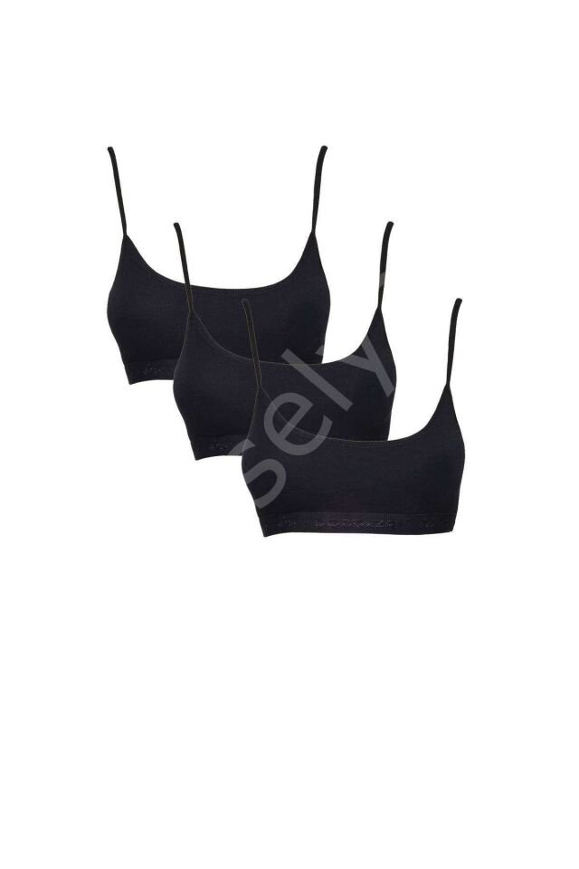 Pedli İp Askılı Siyah Büstiyer 3 adet