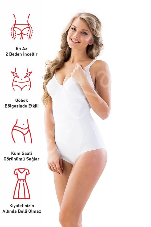 Beyaz Emay 2821 Balenli Double Boy Slip Lazer Korse