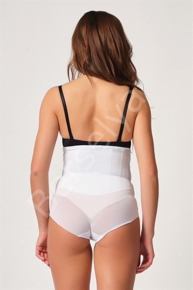 Beyaz Emay 2945 Tül Karyokalı Slip Lazer Korse