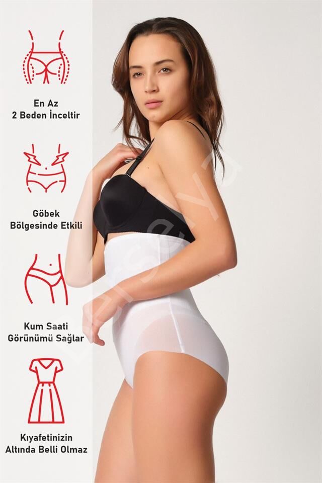 Beyaz Emay 2945 Tül Karyokalı Slip Lazer Korse