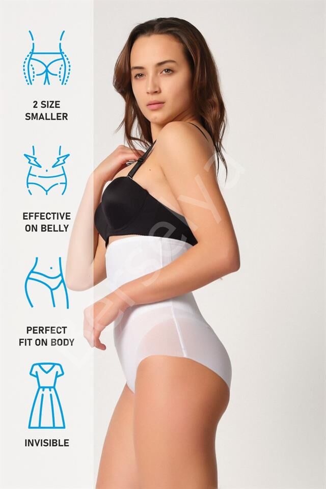 Beyaz Emay 2945 Tül Karyokalı Slip Lazer Korse