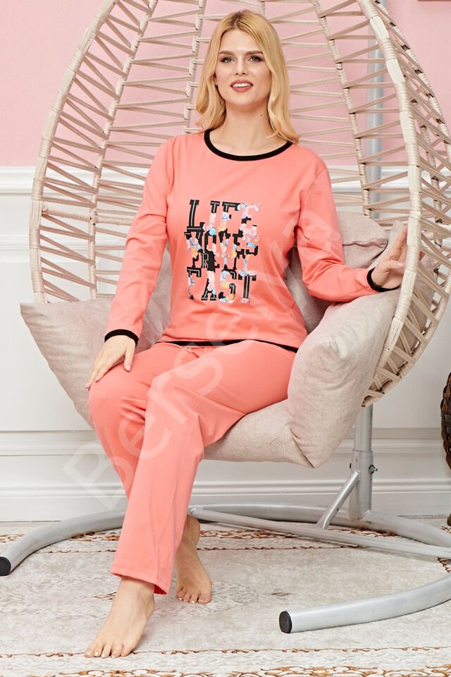 Bayan Uzun Kollu Pijama Takımı Model No 7601