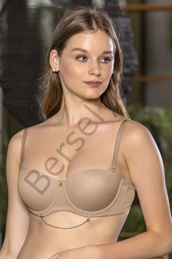 Straplez Zincir Detaylı Sütyen Cappucino (brf11190)
