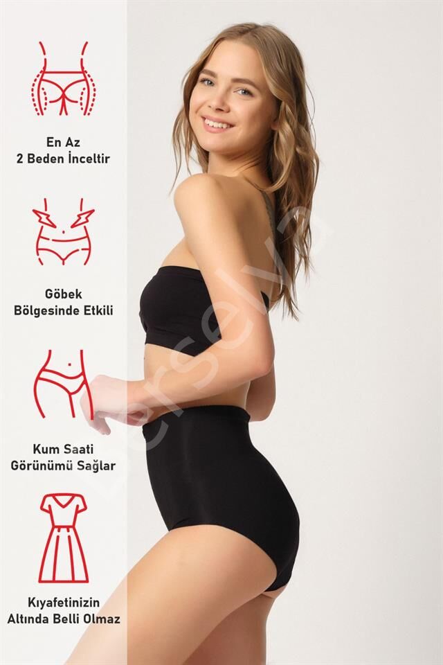 Siyah Emay 2819 Slip Double Karın Toparlayıcı Lazer Korse