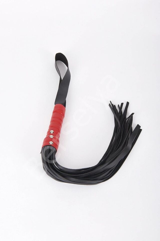 Deri Kadın Siyah Kırmızı Kırbaç 700215-sk