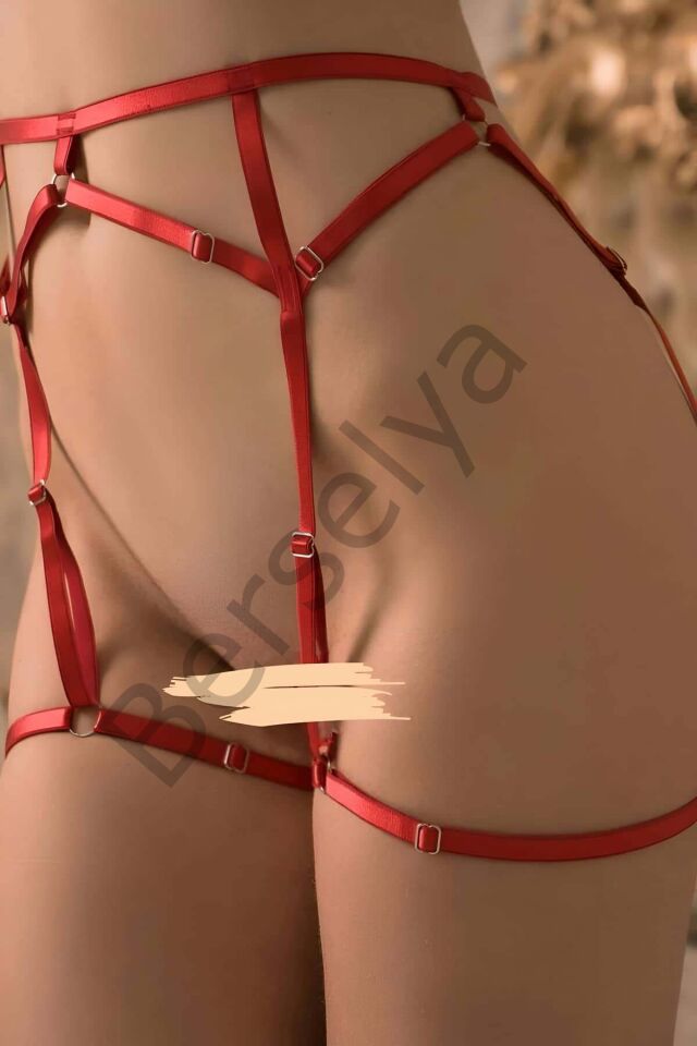 Seksi Bayan İç Giyim Lastik Harness Ve Jartiyer Takım - Brf837