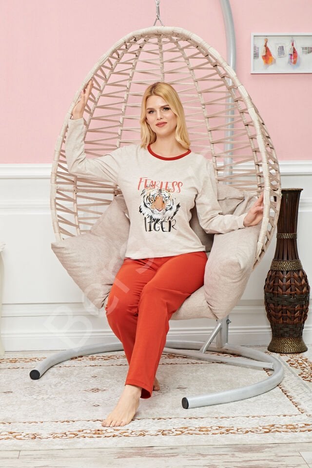 Bayan Uzun Kollu Pijama Takımı Model No 7591