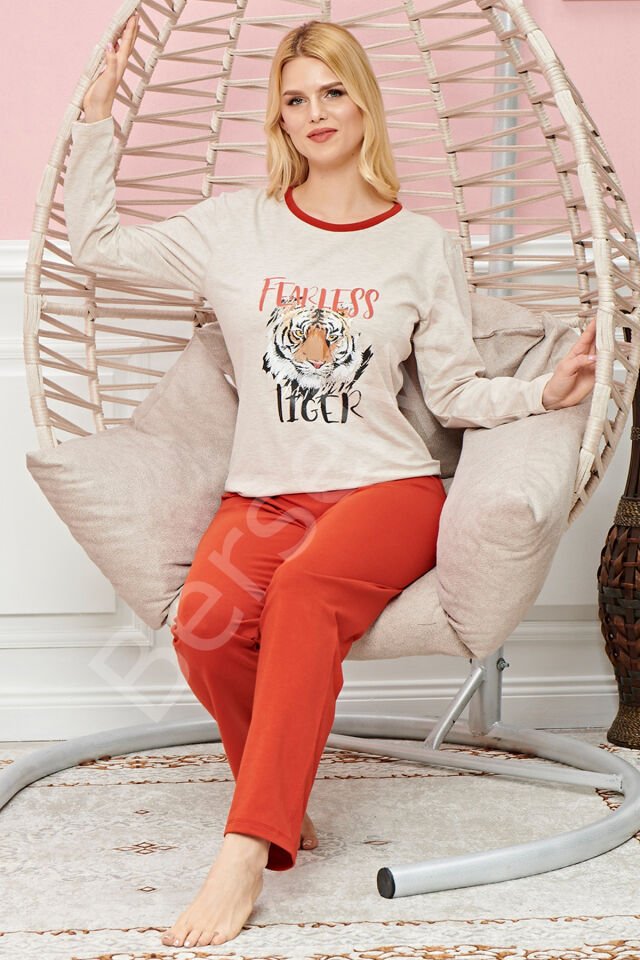 Bayan Uzun Kollu Pijama Takımı Model No 7591