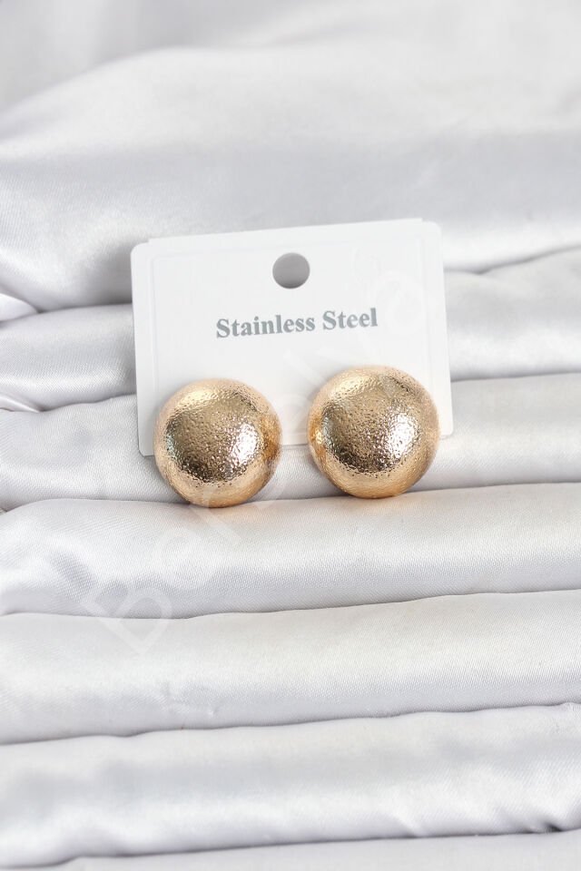316L Çelik Gold Renk Top Model Kadın Küpe