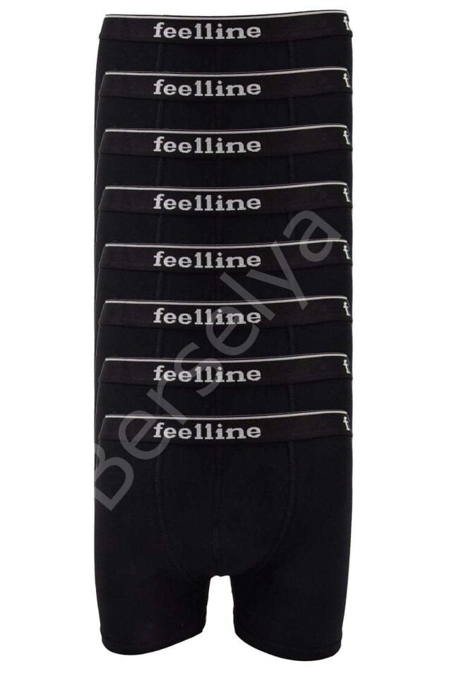 8 Adet Feelline Siyah Pamuklu Doğal Likralı Erkek  Boxer