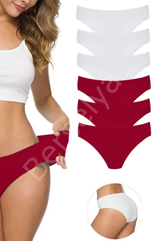 6 Adet Kadın Dikişsiz Lazer Kesim Esnek İz Yapmayan Külot S6