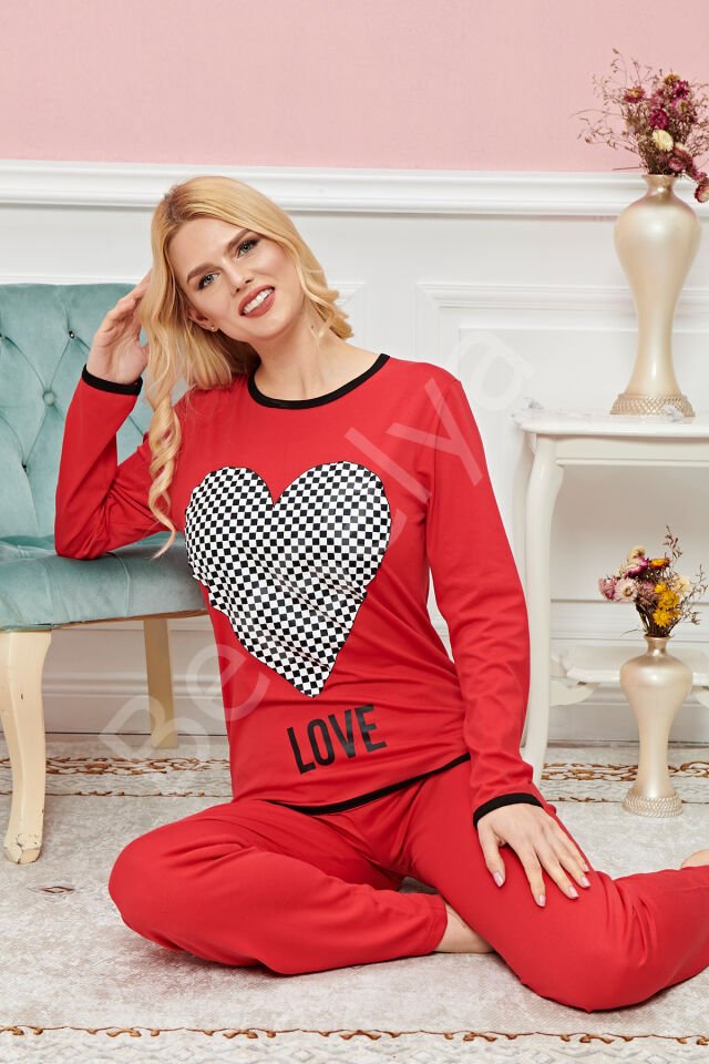 Bayan Uzun Kollu Pijama Takımı Model No 7592