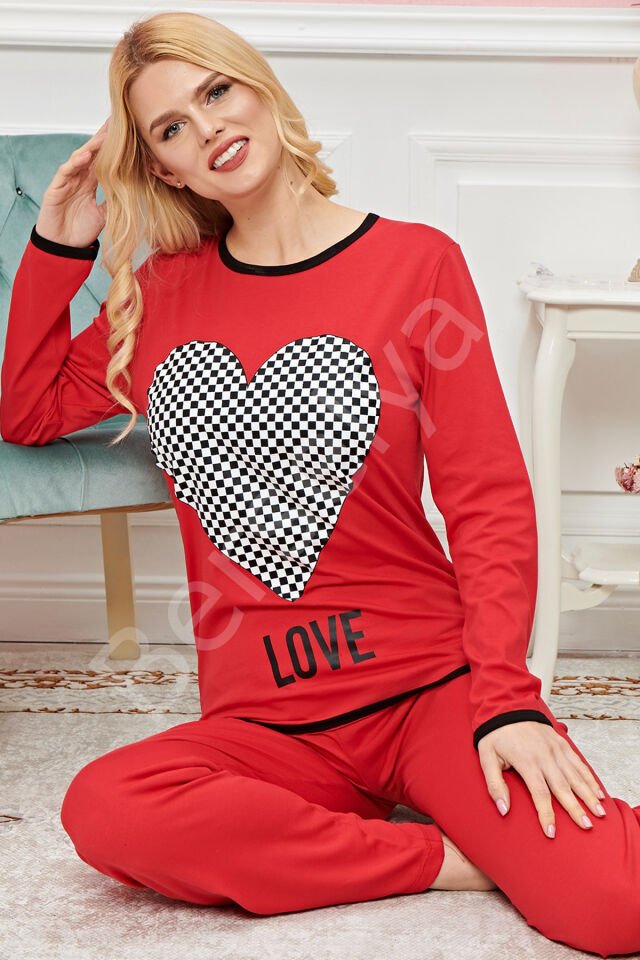 Bayan Uzun Kollu Pijama Takımı Model No 7592