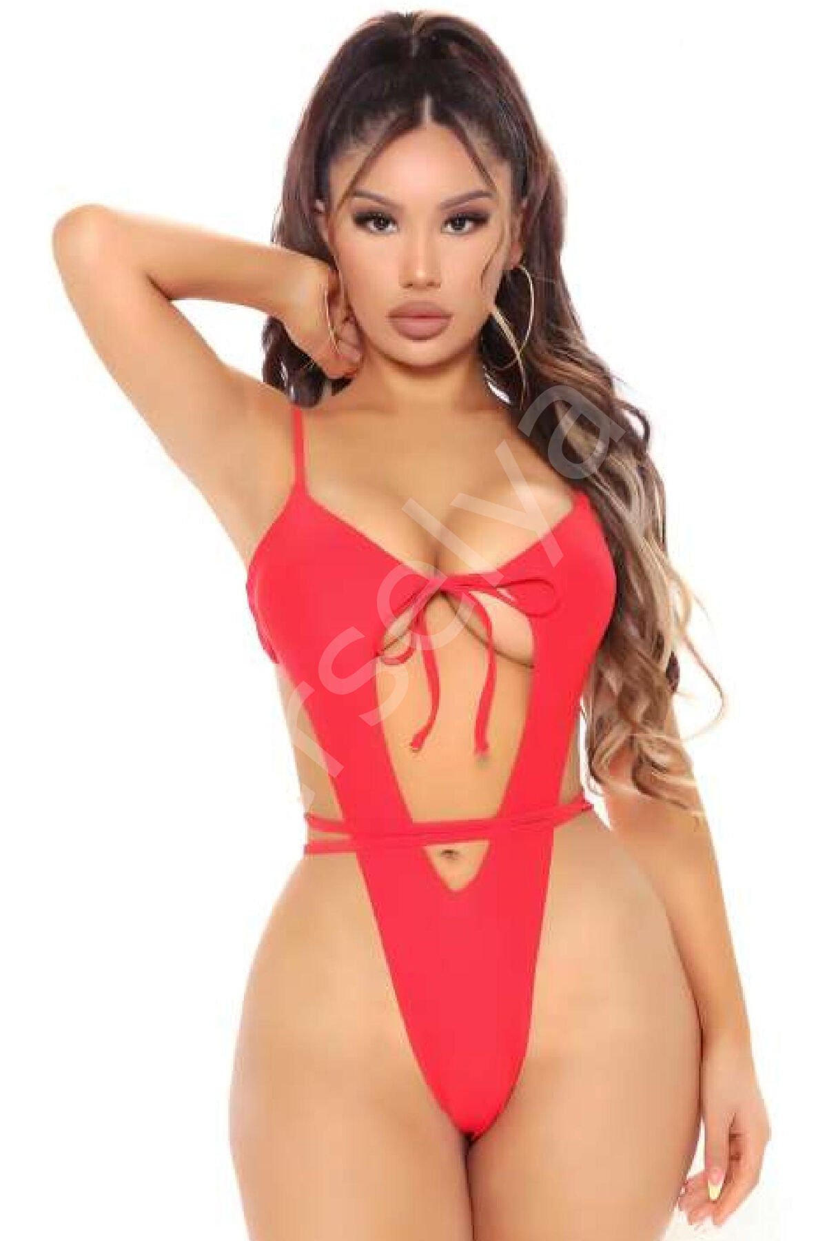 Kadın Babydoll Fantezi Harness Erotik Kıyafet 2051 Kırmızı