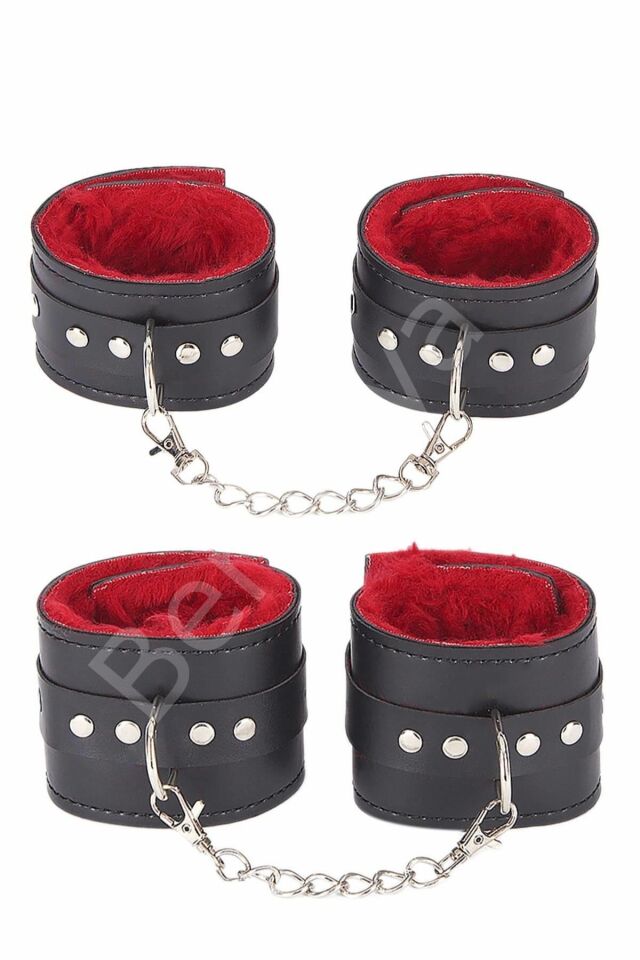 İçi Kırmızı Tüğlü Kol Bacak Kelepce Set 700417