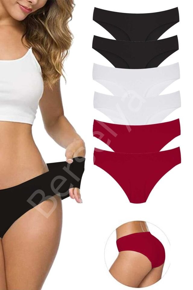 6 Adet Kadın Dikişsiz Lazer Kesim Esnek İz Yapmayan Külot S8