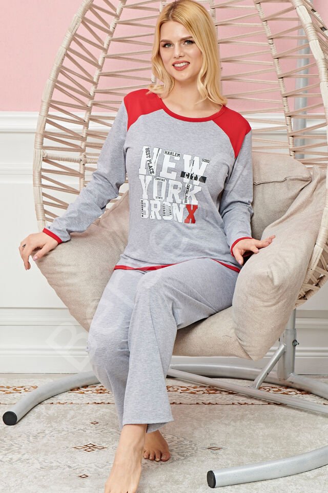 Bayan Uzun Kollu Pijama Takımı Model No 7580