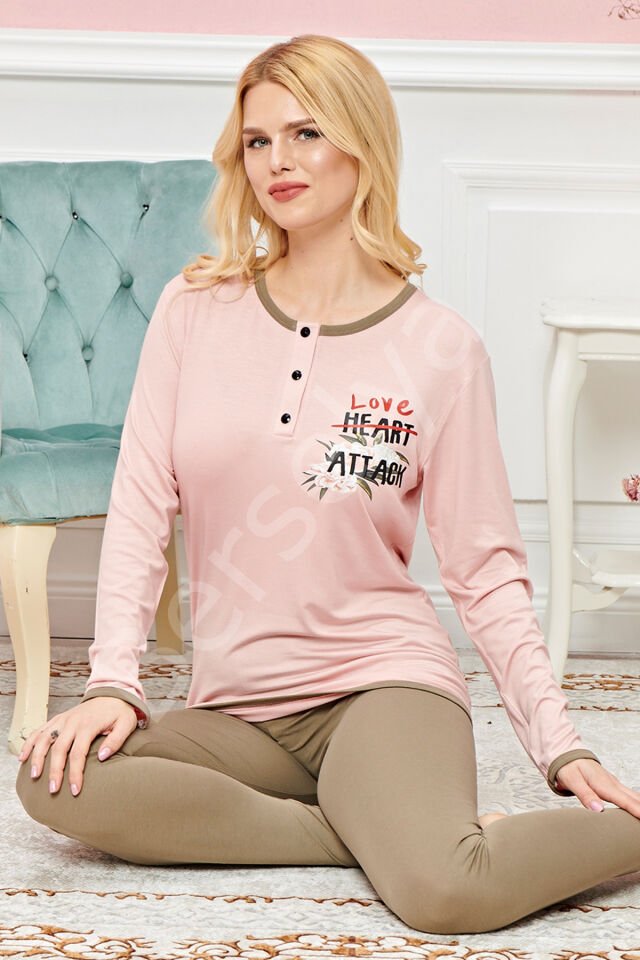 Bayan Uzun Kollu Pijama Takımı Model No 7607