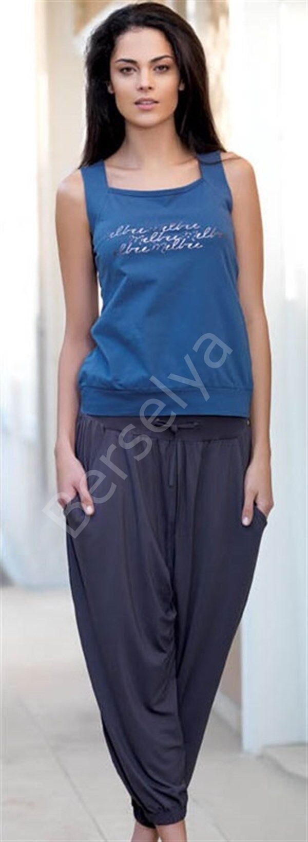 Bayan Yazlık Poly Şalvarlı Pijama 21519