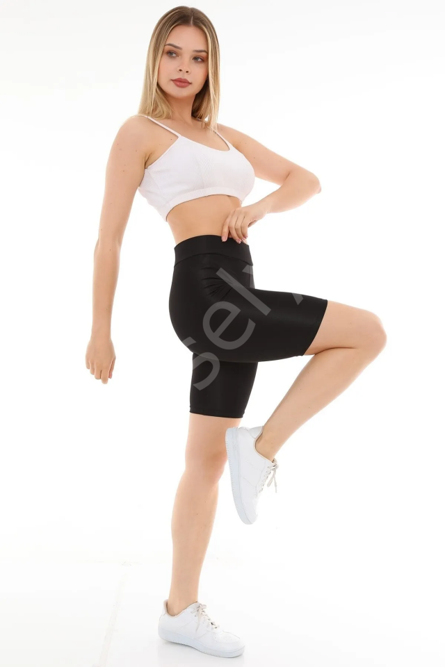 Parlak Diz Üstü Biker Tayt 0596