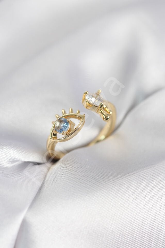 Gözyaşı Model Gold Renk Zirkon Taşlı Kadın Yüzük