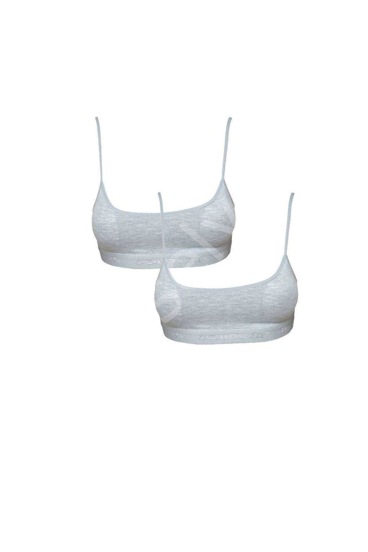 Pedli İp Askılı Gri Büstiyer 2 adet L-XL