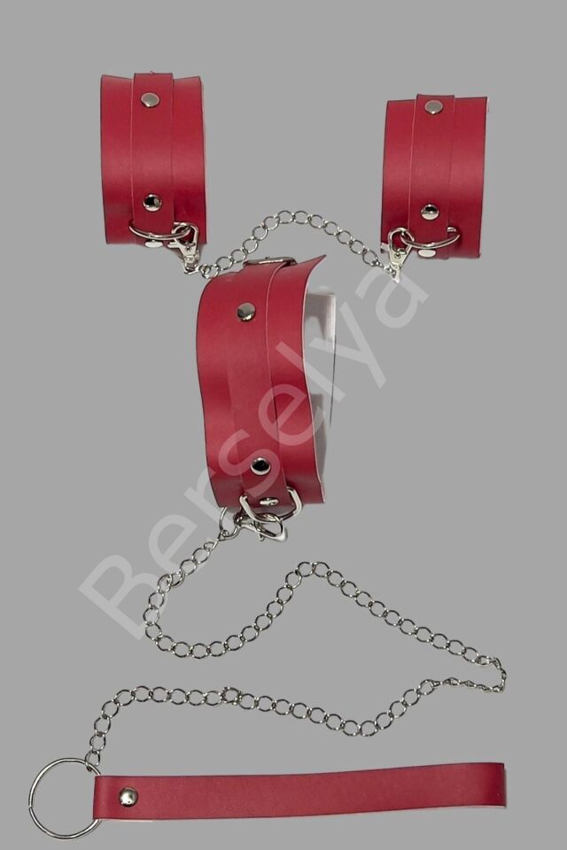 Kırmızı Kelepce Ve Tasma Set 800477