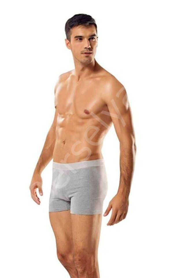 3 Adet Tutku Likralı Erkek  Gri Boxer 0114