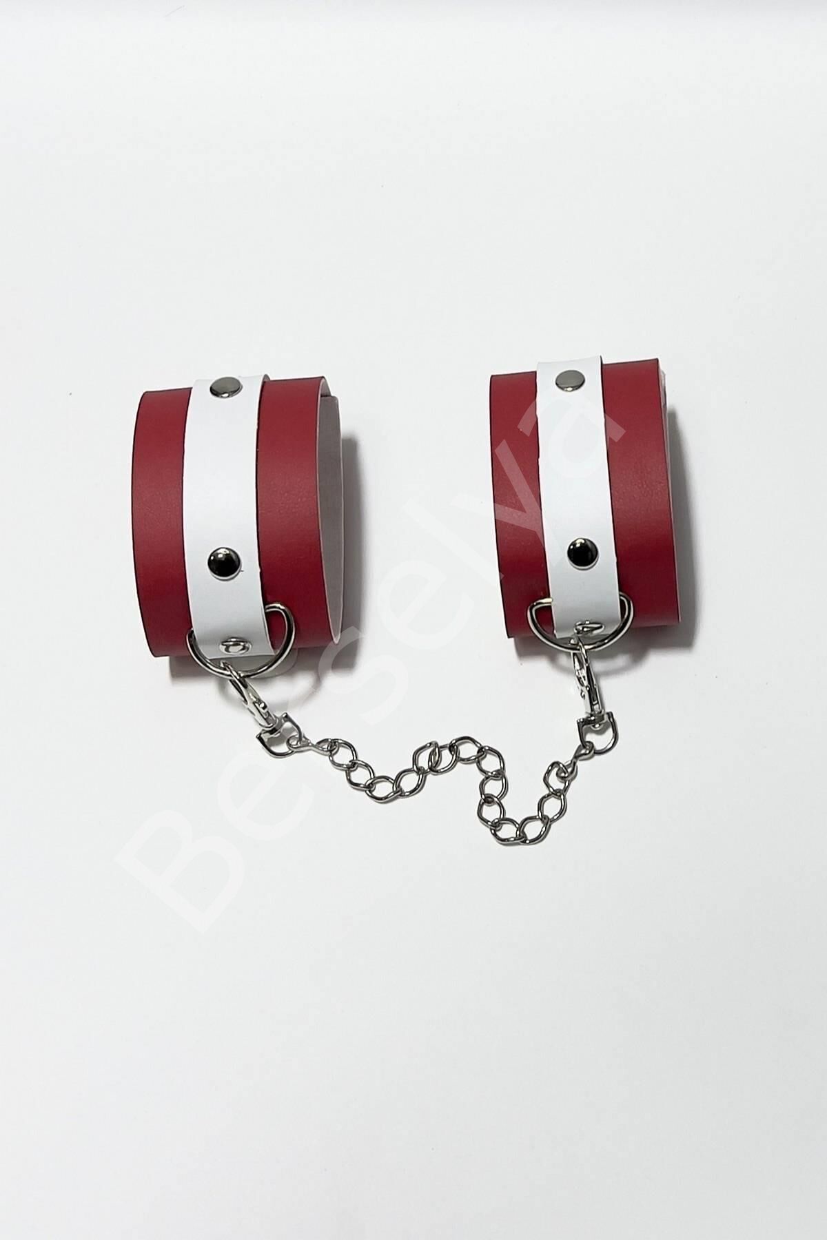 Kırmızı/beyaz Deri Kelepce  800463