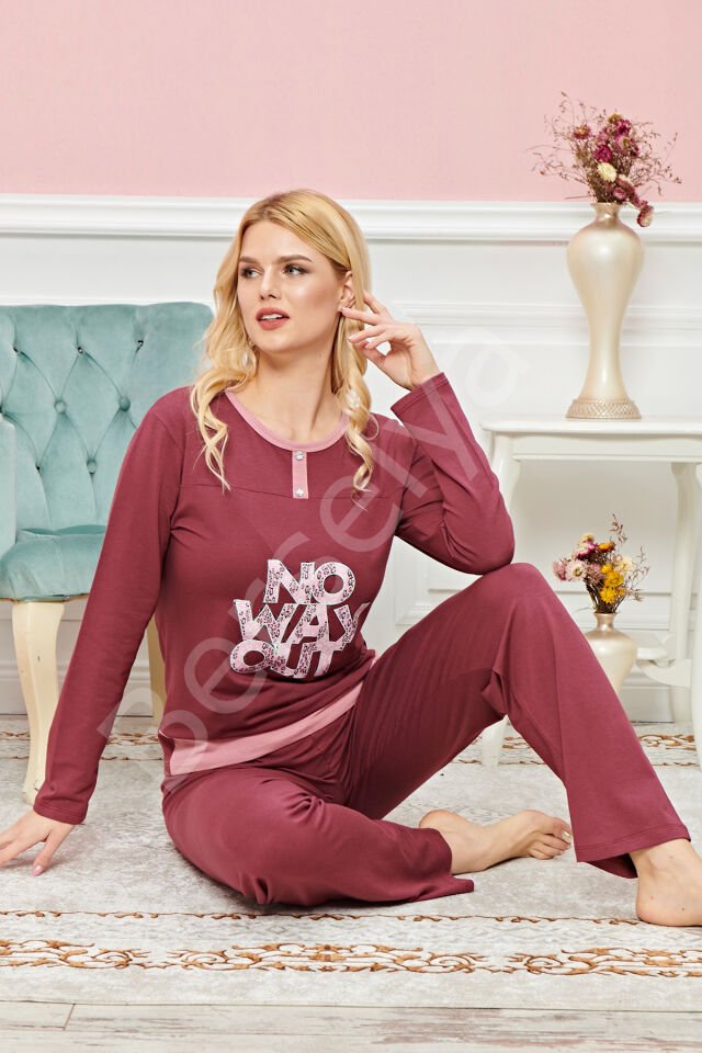 Bayan Uzun Kollu Pijama Takımı Model No 7609