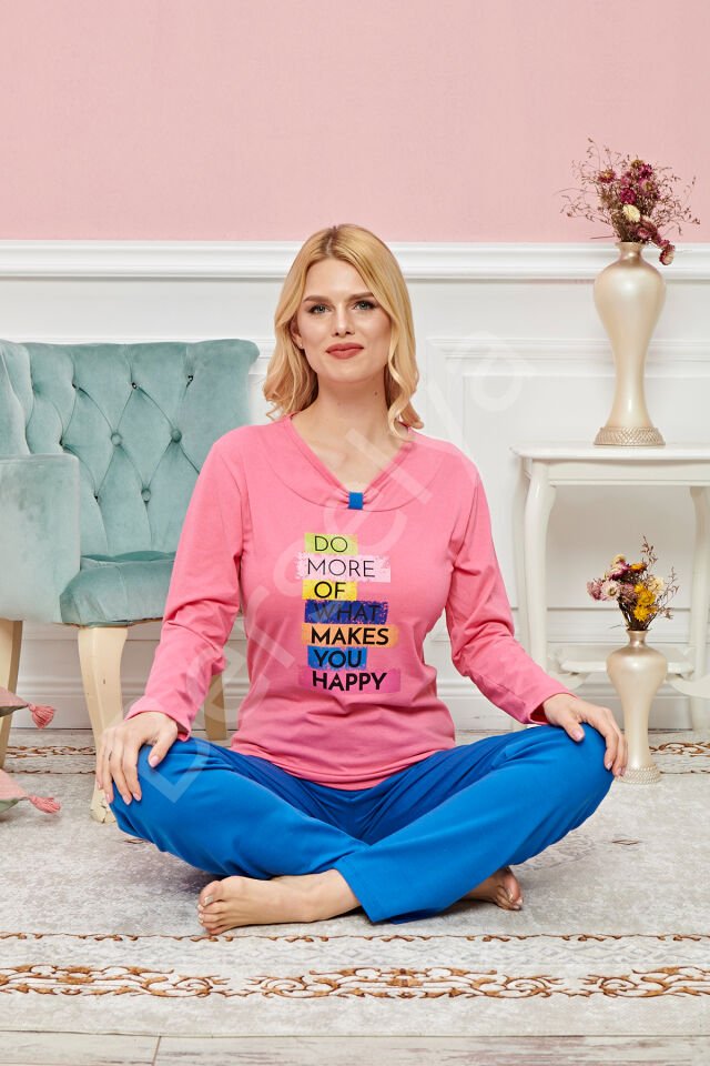 Bayan Uzun Kollu Pijama Takımı Model No 7598