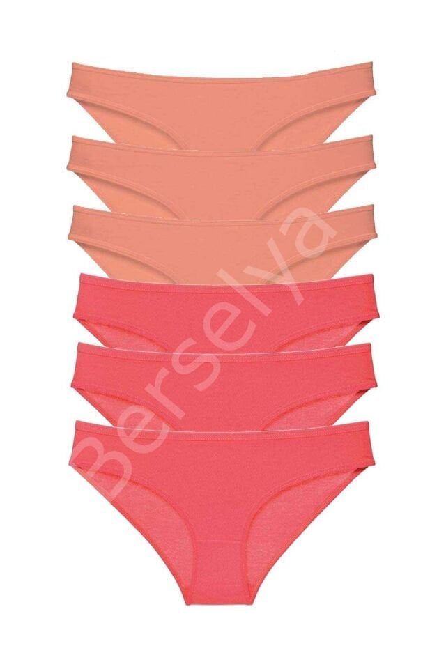6 adet Süper Eko Set Likralı Kadın Slip Külot Pudra Fuşya