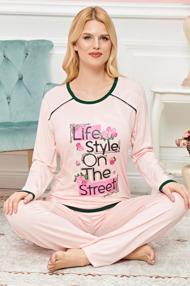 Bayan Uzun Kollu Pijama Takımı Model No 7613
