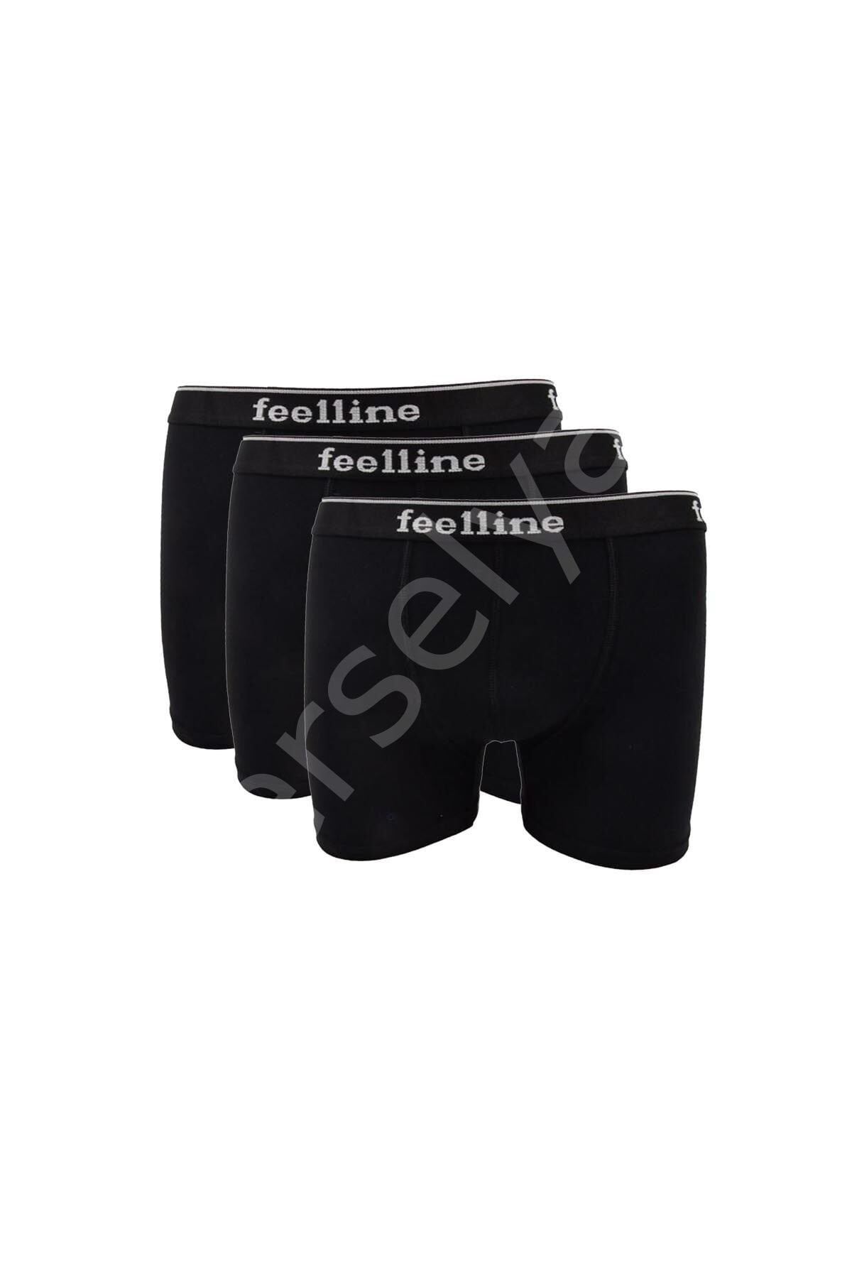 3 Adet Feelline Siyah Pamuklu Doğal Likralı Erkek  Boxer