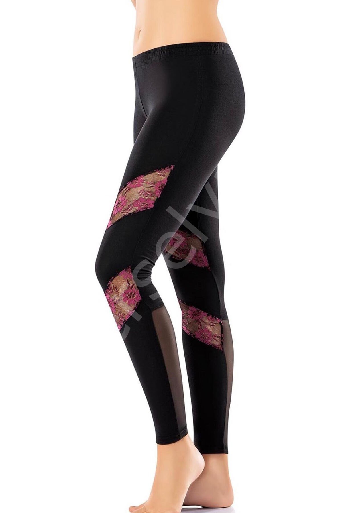 Tül Dantel Detaylı Kadın Tayt 0580