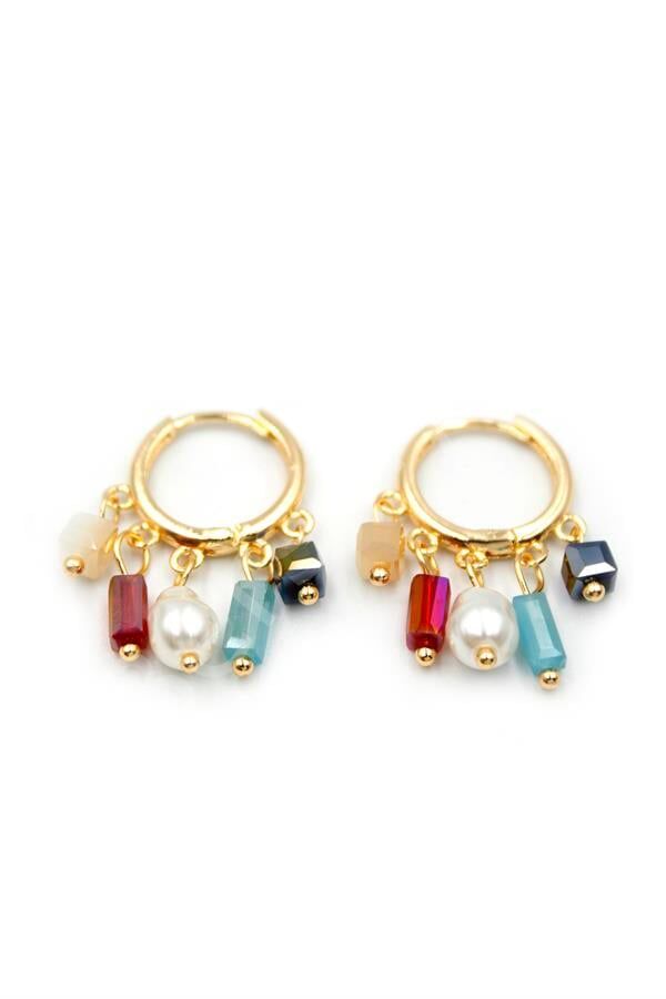 Boncuklu Shakira Küpe - Altın