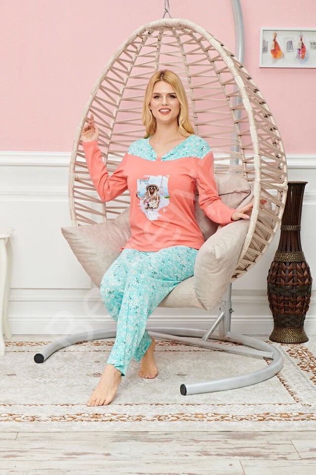 Bayan Uzun Kollu Pijama Takımı Model No 7620
