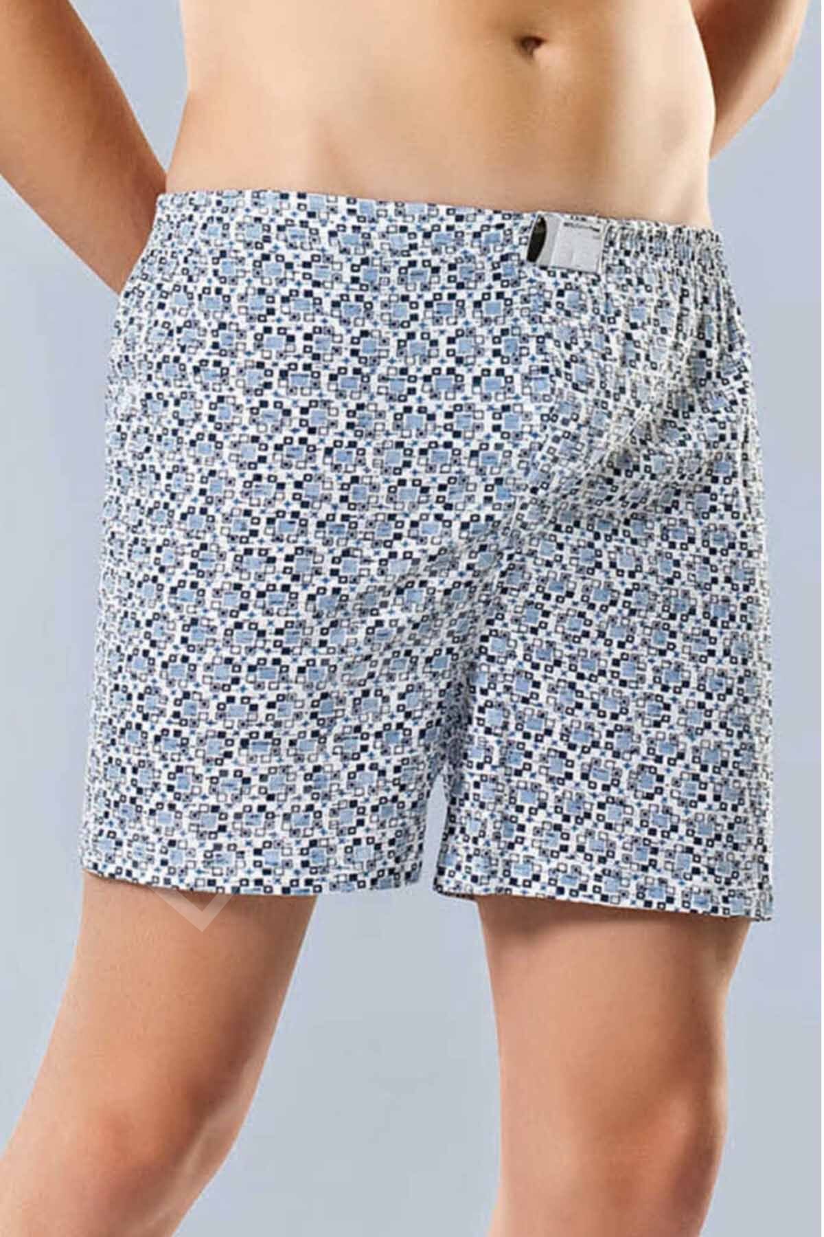 Erkek  Penye Empirme Boxer Desenli Büyük Beden - 1277a