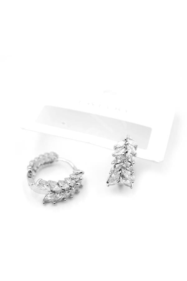 Taşlı Halka Küpe - Gümüş