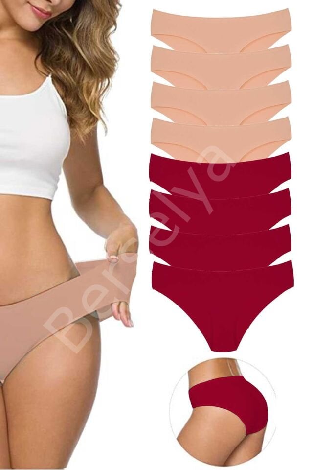 8 Adet Kadın Dikişsiz Lazer Kesim Esnek İz Yapmayan Külot S6