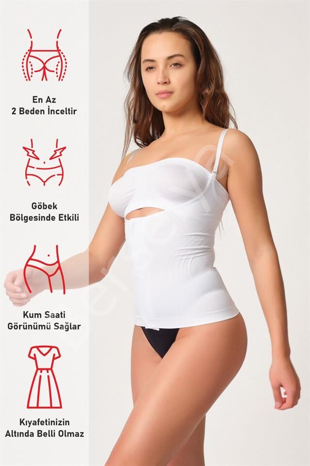Beyaz Emay 2030 Agraflı Göğsü Açık Atlet Korse