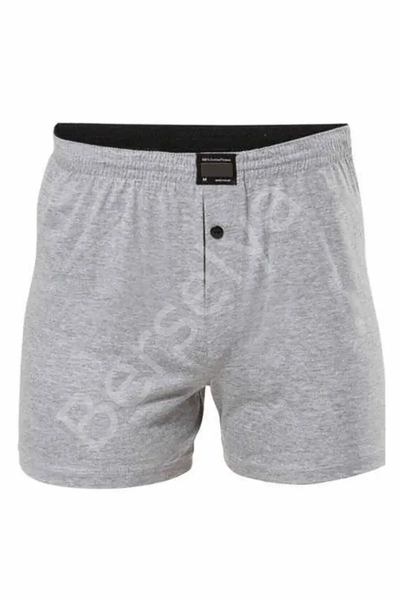Düğmeli Pamuklu Erkek  Penye Boxer Gri - 1146a