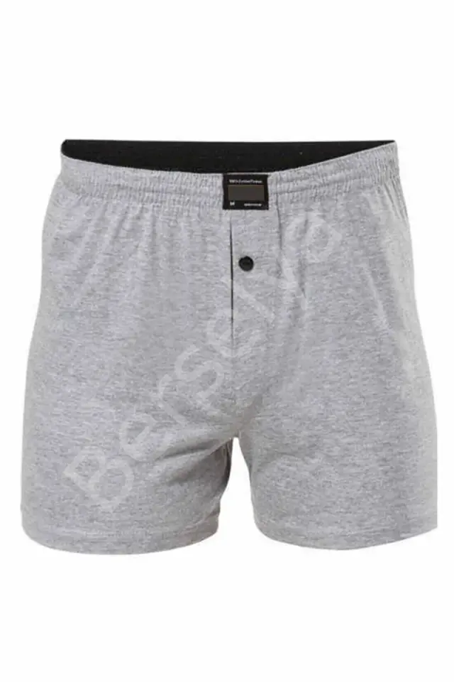 Düğmeli Pamuklu Erkek  Penye Boxer Gri - 1146a