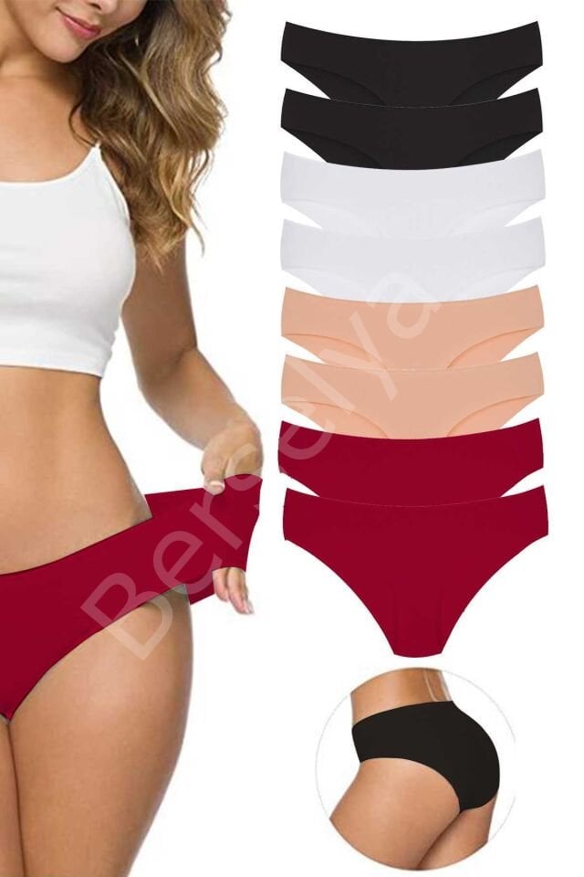 8 Adet Kadın Dikişsiz Lazer Kesim Esnek İz Yapmayan Külot S7