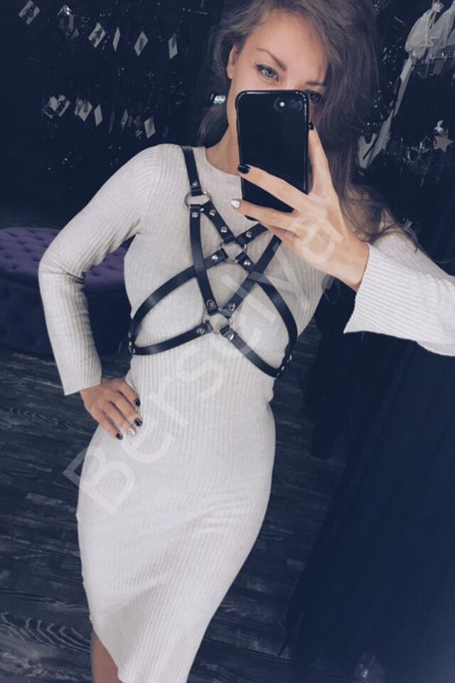 Özel Tasarım Fantazi Harness Deri Sütyen 1197