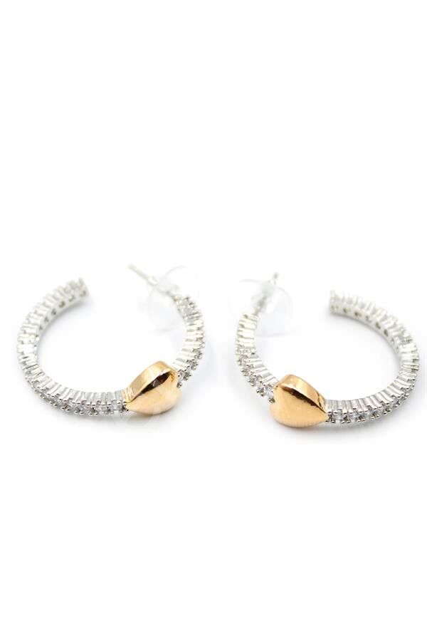 Kalp Halka Küpe - Gümüş